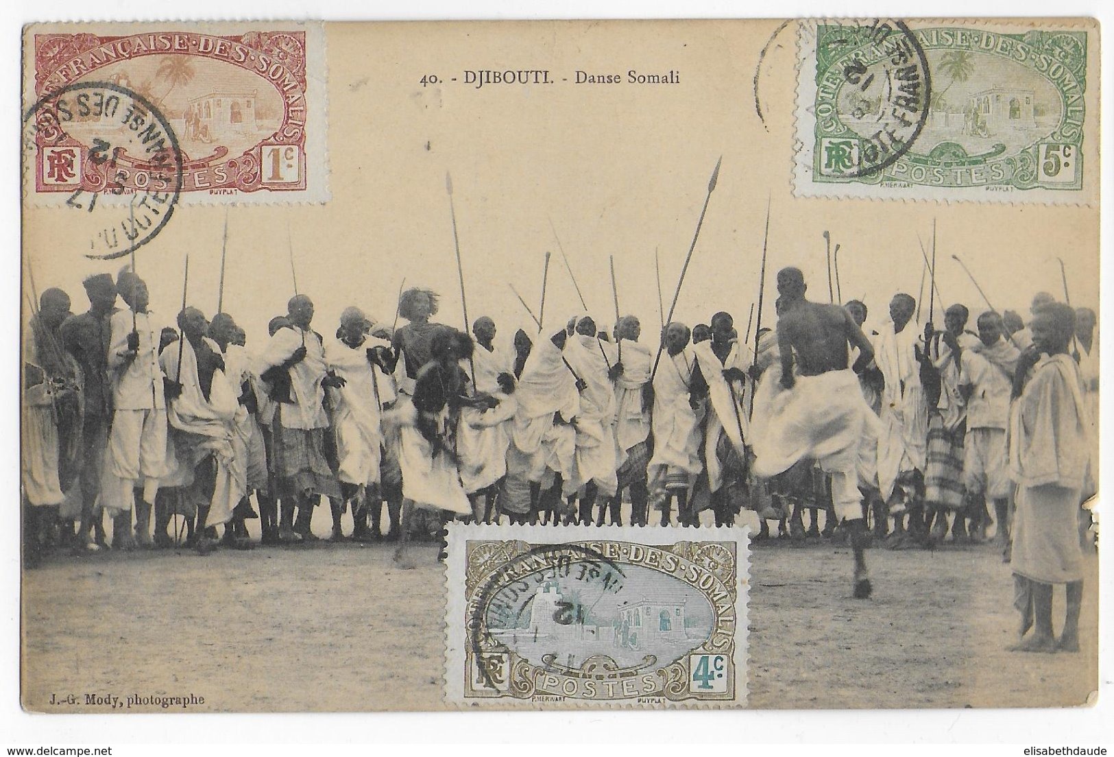 COTE DES SOMALIS - 1912 - CARTE (DANSE SOMALIS) De DJIBOUTI => LYON - Lettres & Documents