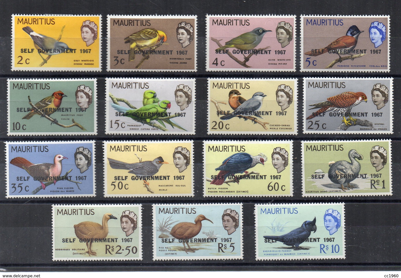 MAURITIUS - 1967 - Uccelli - 15 Valori - Nuovi - Linguellati * - (FDC16877) - Altri & Non Classificati