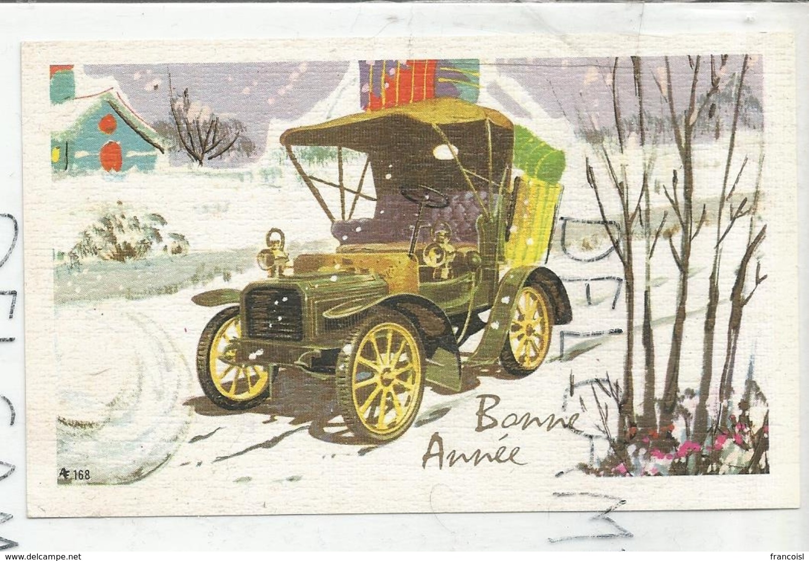 Carte De Vœux. Voiture 1900 Dans La Neige. - Nouvel An