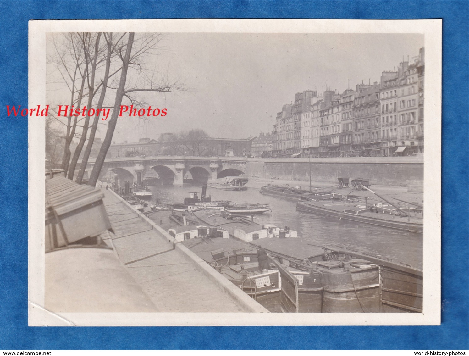 Photo Ancienne - PARIS - Quai à Situer - Bateau à Vapeur & Péniche - Histoire Patrimoine Parisien Batellerie - Barcos