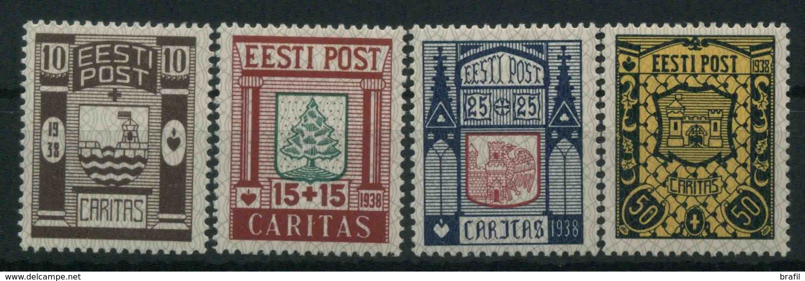 1938 Estonia, Stemmi Di Città, Serie Completa Nuova (*) - Estonia