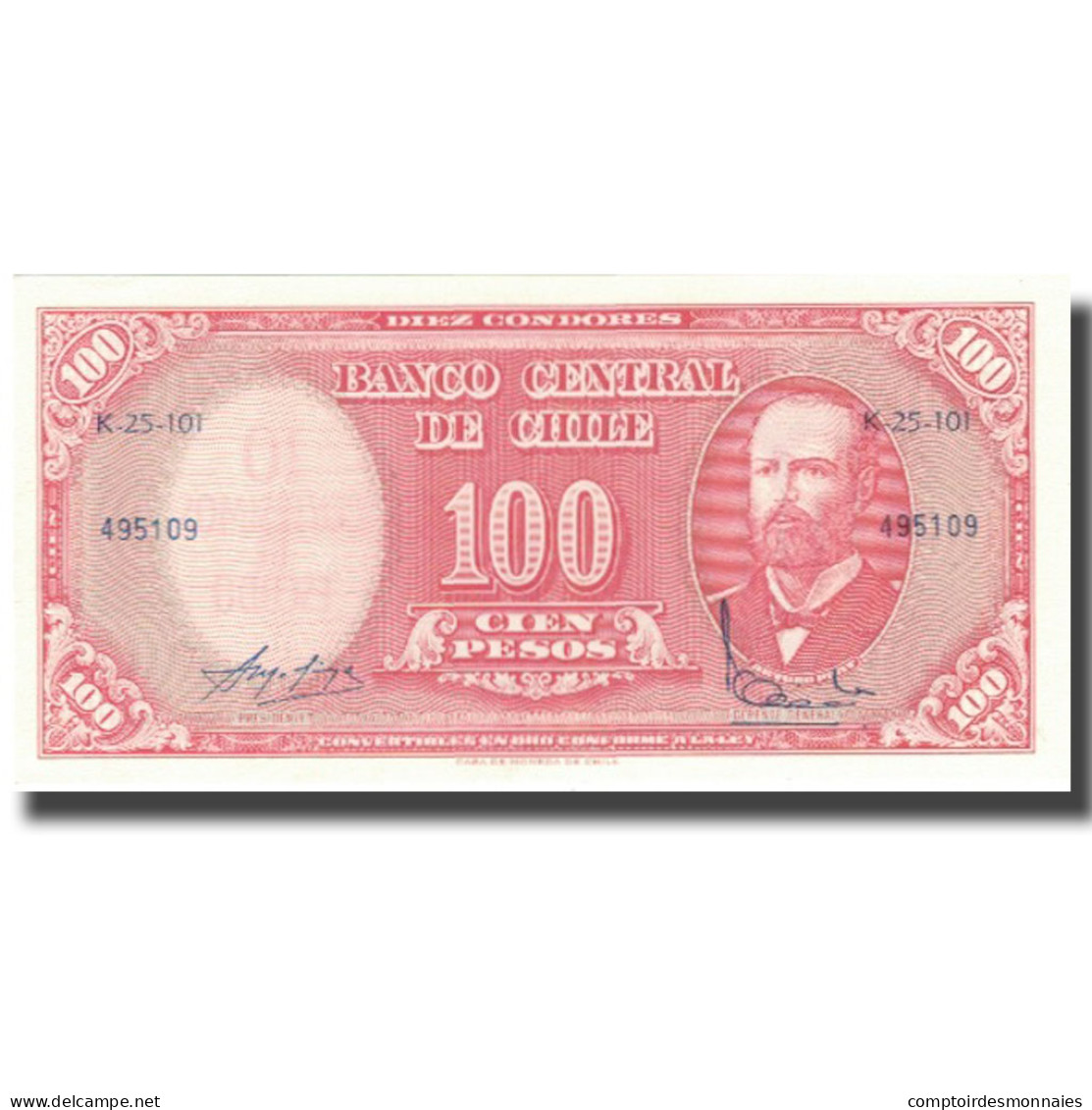 Billet, Chile, 10 Centesimos On 100 Pesos, 1960-61, KM:127a, SPL+ - Chili