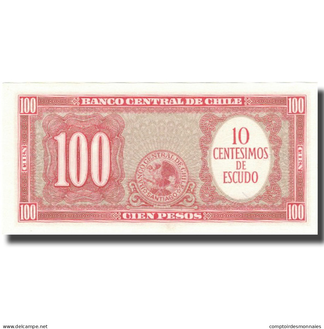 Billet, Chile, 10 Centesimos On 100 Pesos, 1960-61, KM:127a, SPL+ - Chili