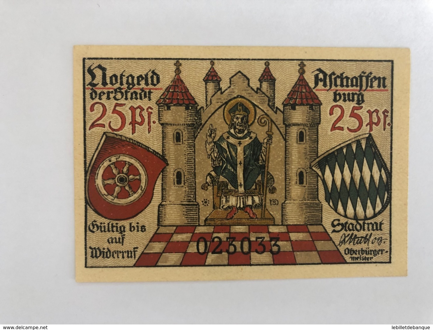 Allemagne Notgeld Aschaffen 25 Pfennig - Collections