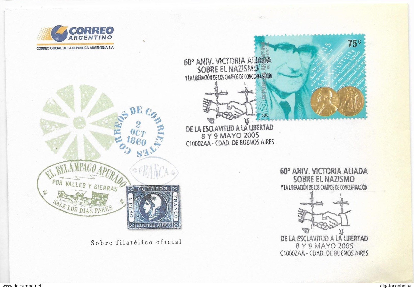 ARGENTINA 2005 60TH ANNIVERSARY ALLIAD VICTORY AGAINST NAZISM SPECIAL POSTMARK - Neufs