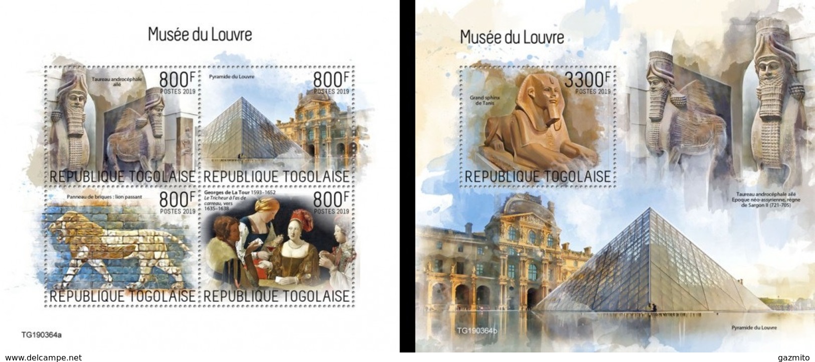 Togo 2019, Louvre Museum, Egiptology, 4val In BF +BF - Egyptology