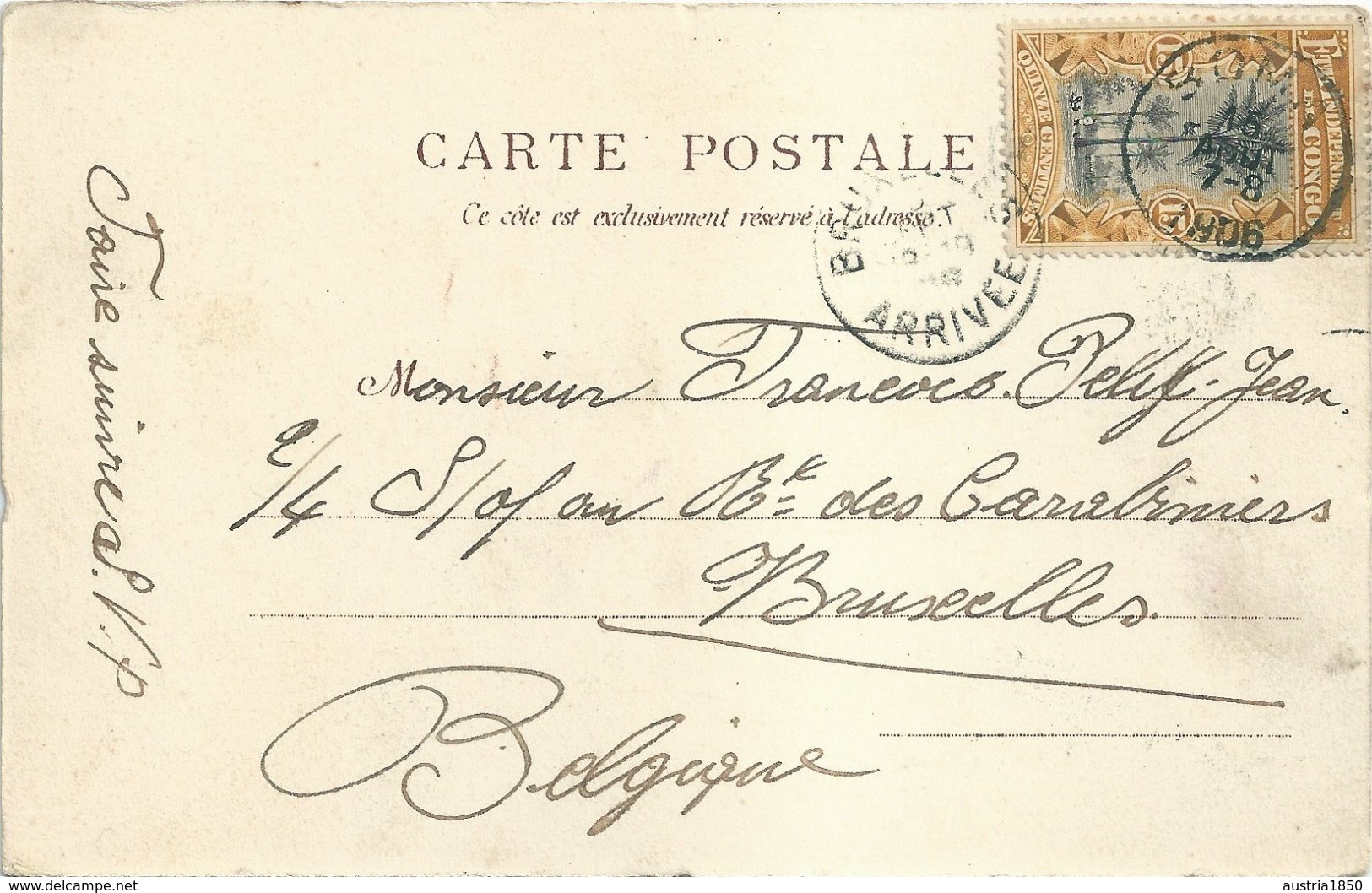 1906 - Etat Indépendant De Congo - Carte-vue - "BOMA" Vers Bruxelles - Briefe U. Dokumente