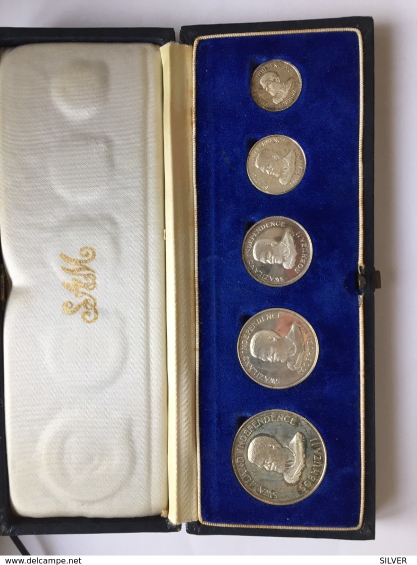 Swaziland 1968 5 Coins Silver Proof Indépendance Rare - Swazilandia