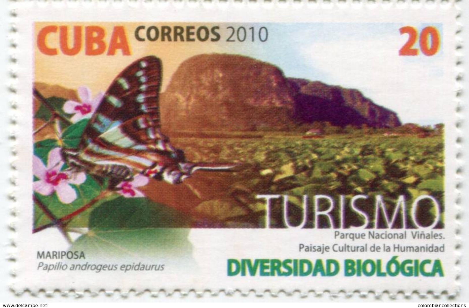 Lote CU2010-48,  Cuba, 2010, Sello, Stamp, Diversidad Biologica, 4 V, Bird, Butterfly, Ramsar - Otros & Sin Clasificación