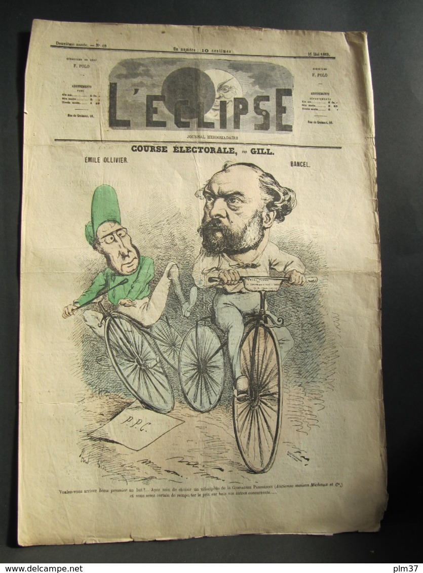 L'ECLIPSE N° 69 Du 16 Mai 1869 - Course Electorale..par Gill - 1850 - 1899