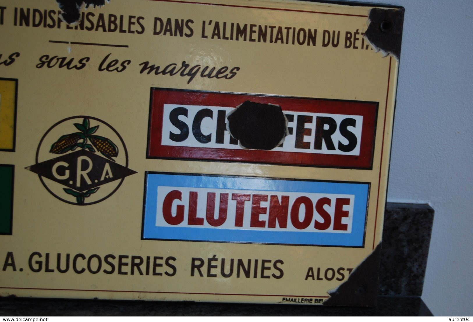 AALST. ALOST . PLAQUE EMAILEE. ALIMENTATION DU BETAIL. S.A. GLUCOSERIES REUNIES. 1950 - Aalst