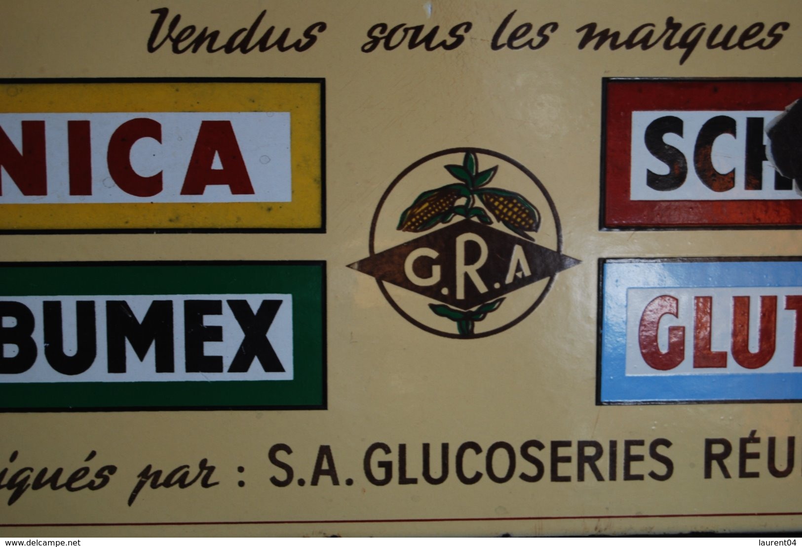AALST. ALOST . PLAQUE EMAILEE. ALIMENTATION DU BETAIL. S.A. GLUCOSERIES REUNIES. 1950