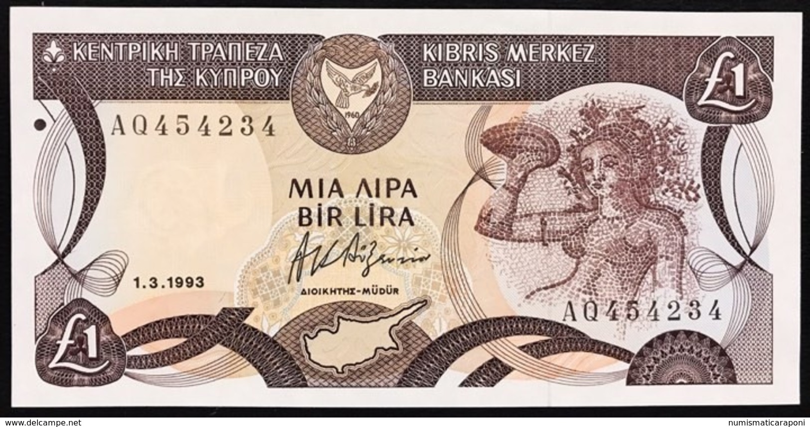 Cipro 1 $ Dollaro 1993 Fds  LOTTO 2754 - Cyprus