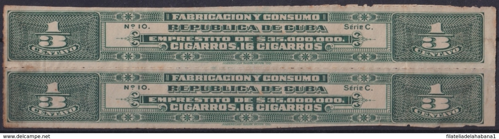 REP-354 CUBA REPUBLICA REVENUE CIGARROS CIGARS IMPORTACION TAX - Portomarken