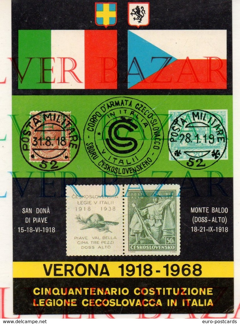 CINQUANTENARIO COSTITUZIONE LEGIONE CECOSLOVACCA IN ITALIA- VERONA 1918-1968 - ASSOCIAZIONE FILATELICA SCALIGERA - Altri & Non Classificati