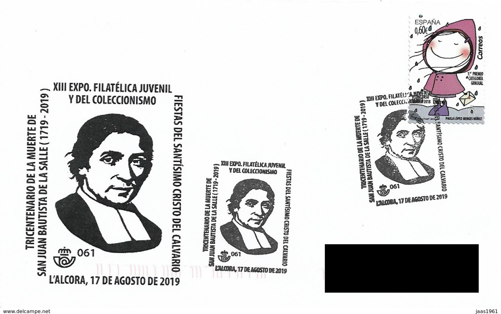 SPAIN. POSTMARK 300th ANNIV. SAN JUAN BAUTISTA DE LA SALLE. L'ALCORA 2019 - Other & Unclassified