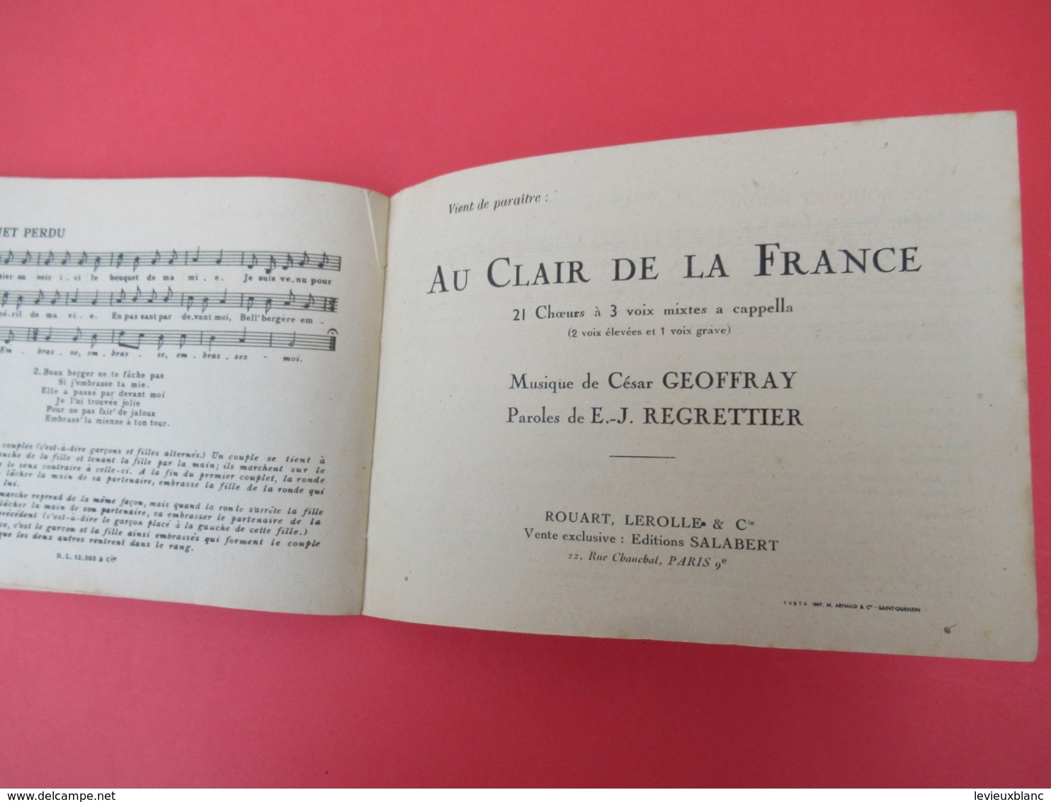 Livre de Chants / Ensemble / un chansonnier pour les colonies de vacancesWilliam /Ed du Scarabée//1946          PART274