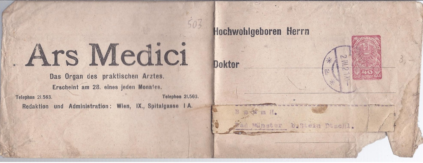 AK-div.26-503  - Zeitungsumschlag Gebr. - Ars Medici - Giornali