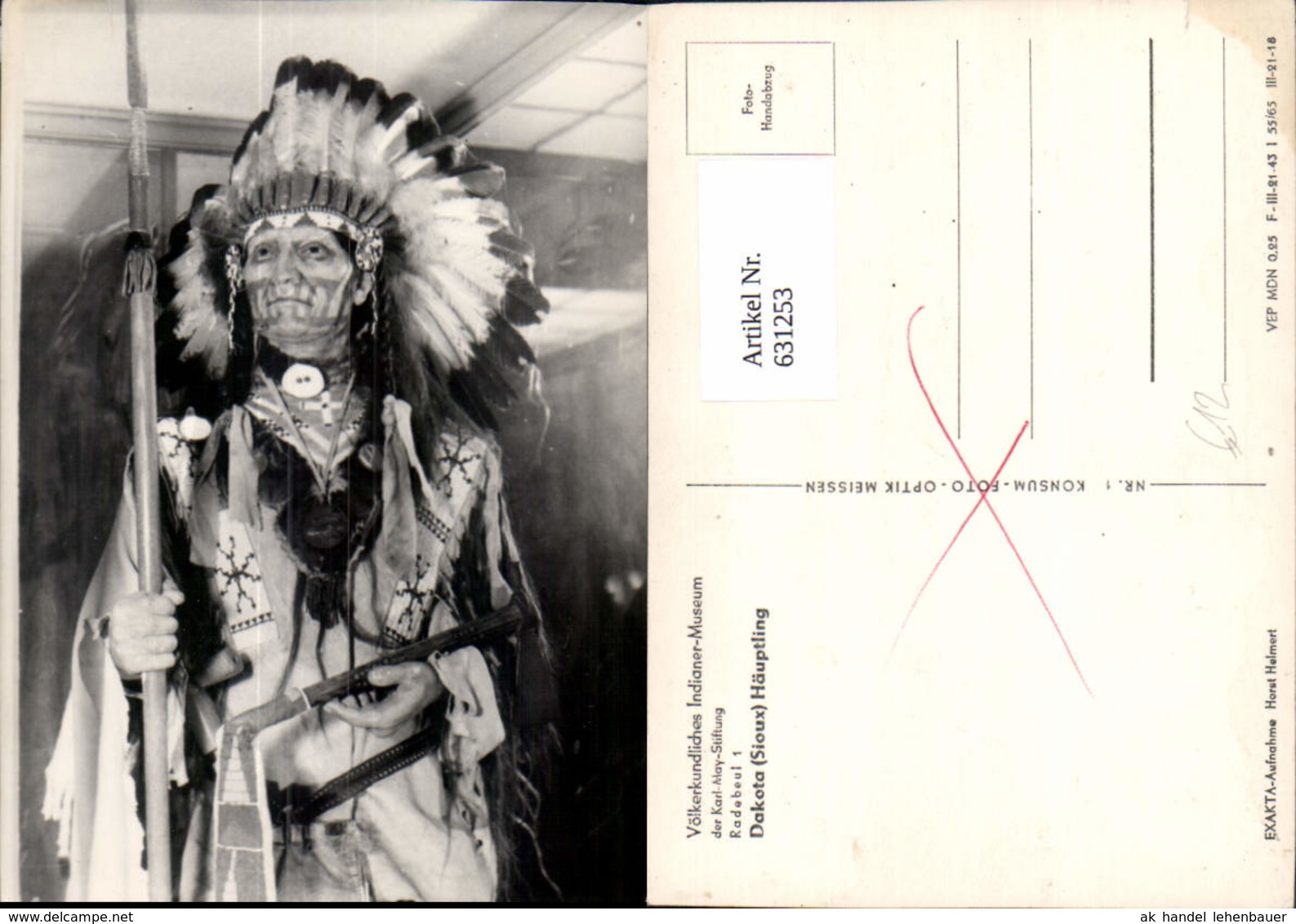 631253,V&ouml;lkerkundliches Indianer Museum Radebeul Dakota Sioux H&auml;uptling - Sonstige & Ohne Zuordnung