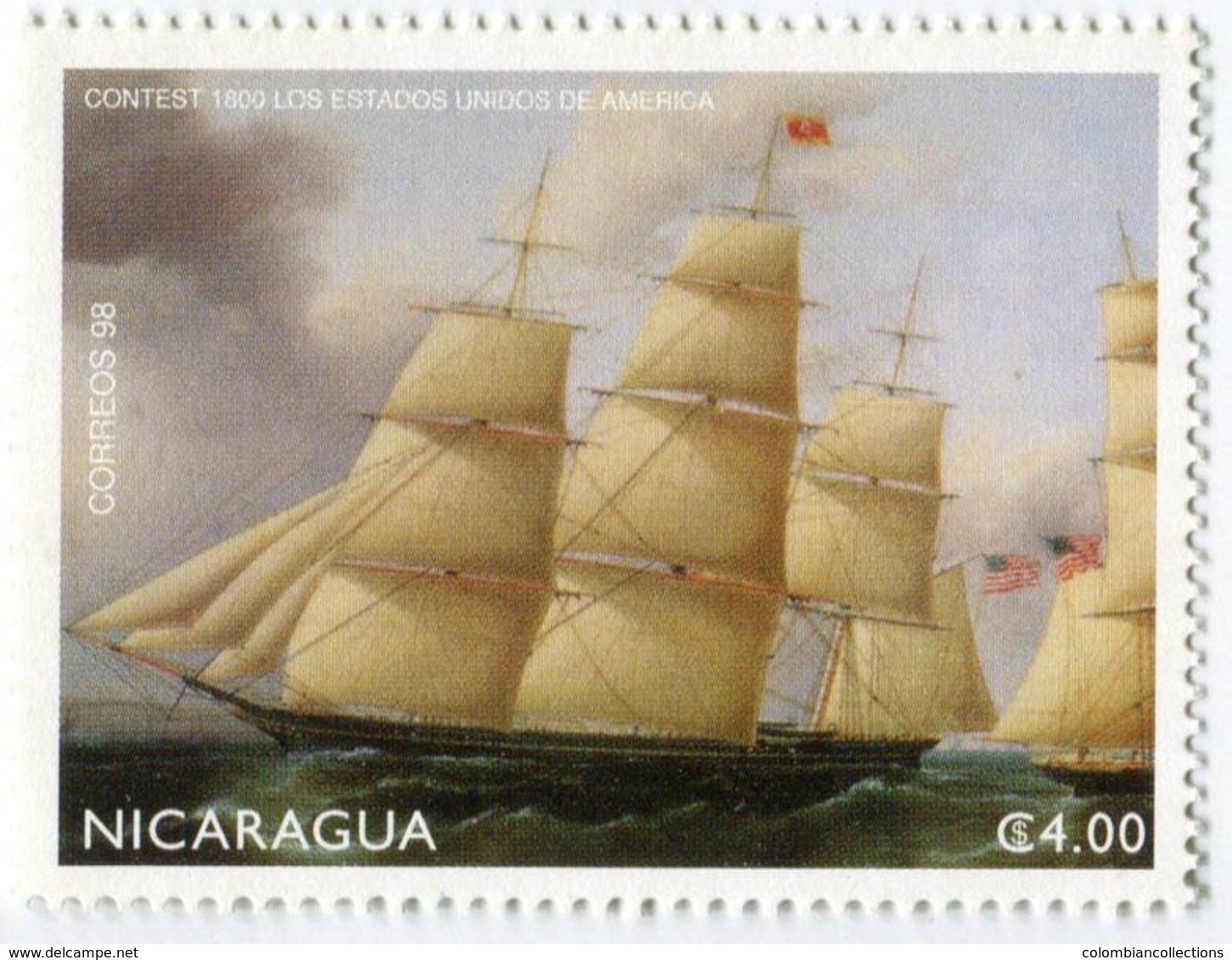 Lote 2260, Nicaragua, 1998, Sello, Stamp, 4 V, Sailing Ships, Paintings, Botes, Navios De Guerra - Nicaragua