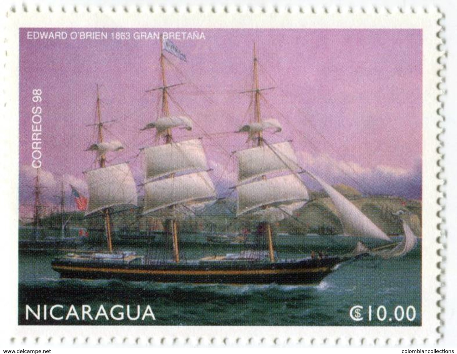 Lote 2260, Nicaragua, 1998, Sello, Stamp, 4 V, Sailing Ships, Paintings, Botes, Navios De Guerra - Nicaragua