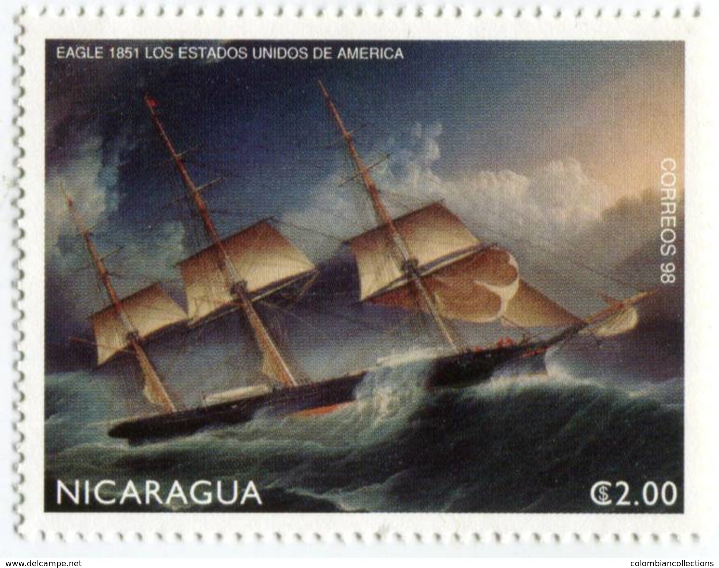 Lote 2260, Nicaragua, 1998, Sello, Stamp, 4 V, Sailing Ships, Paintings, Botes, Navios De Guerra - Nicaragua