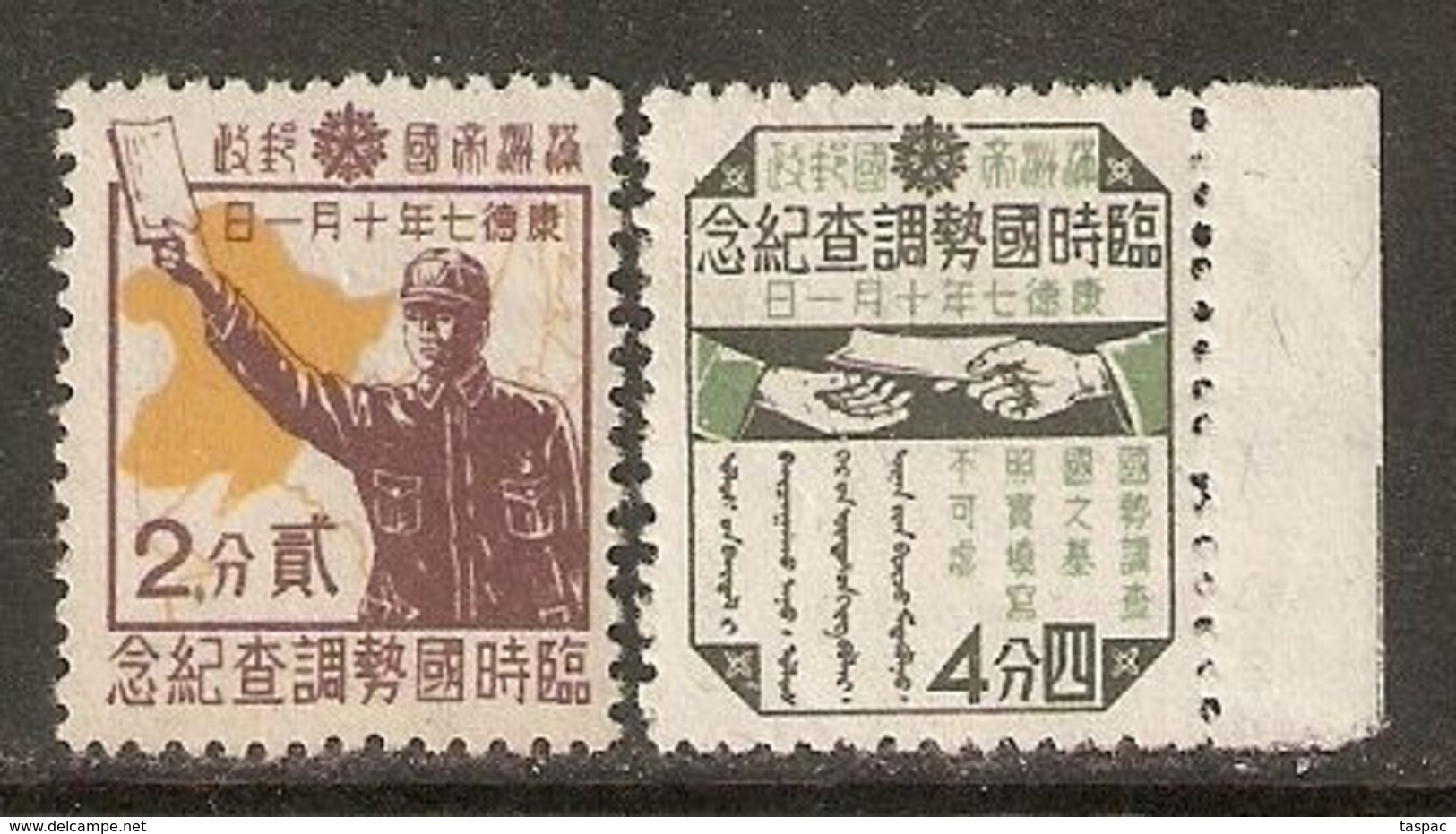 Manchukuo 1940 Mi# 123-124 ** MNH - National Census - 1932-45 Mandchourie (Mandchoukouo)