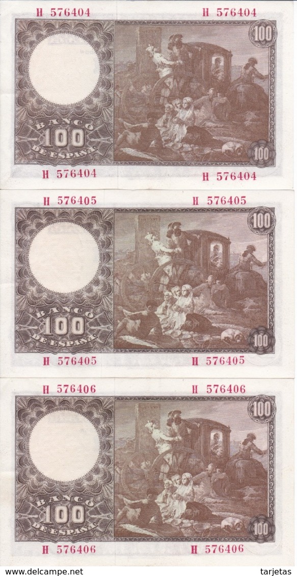 TRIO CORRELATIVO DE 100 PTAS DEL 2/05/1948 SERIE H EN CALIDAD  EBC (XF)  (BANKNOTE) - 100 Pesetas