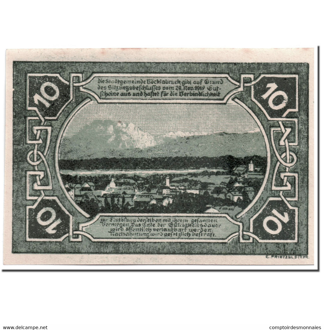 Billet, Autriche, Vocklabruck, 10 Heller, Paysage, 1920, 1920-03-17, SPL - Autriche