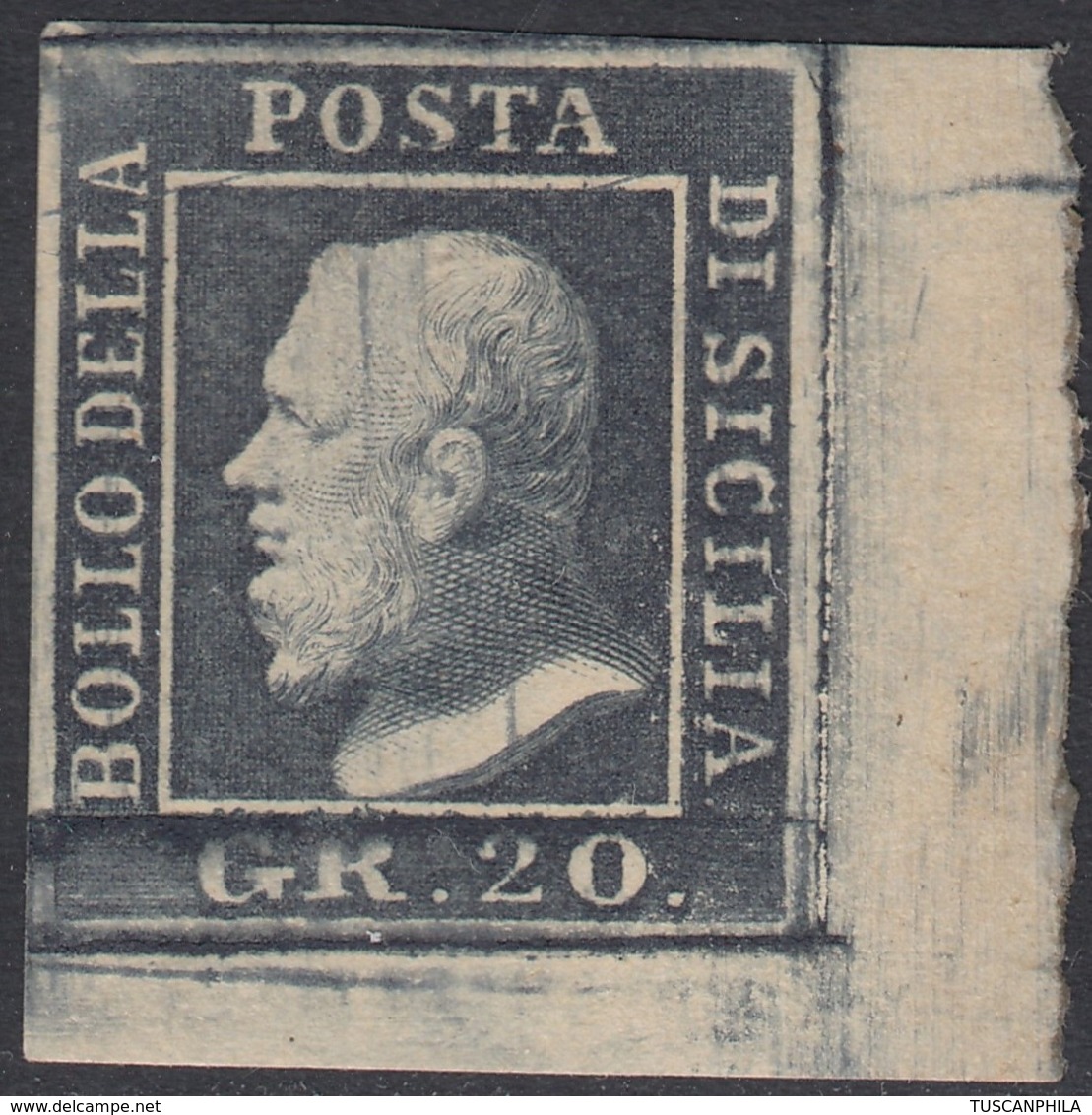 Sicilia, 20 Grana Grigio Ardesia N.13 MLH * Ampio Adf Pos.100 Firmato AD Cv 1800 - Sizilien