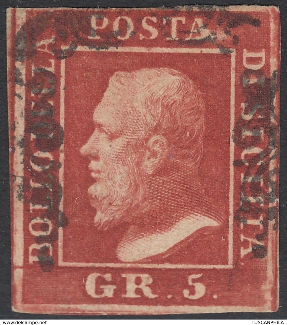 Sicilia, 5 Grana I Tav. Rosso Sangue N.9c Firmato AD Esteso Cv 2000 - Sizilien