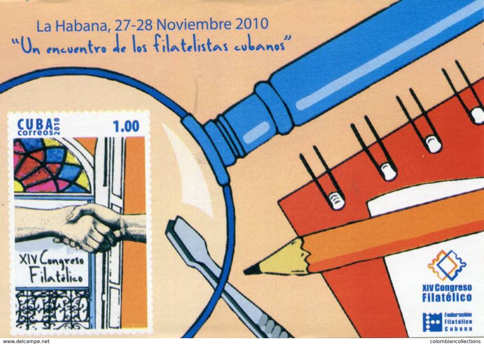 Lote CU2010-49H, Cuba, 2010, HF, SS, XIV Congreso Filatelico, Philately Congress - Otros & Sin Clasificación