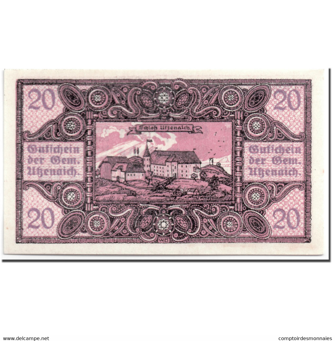 Billet, Autriche, Utzenaich, 20 Heller, Paysage, 1920, SPL, Mehl:1107 - Autriche