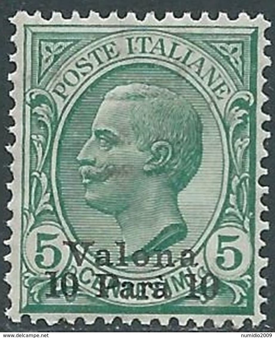 1909-11 LEVANTE VALONA EFFIGIE 10 PA SU 5 CENT MNH ** - RB2-3 - European And Asian Offices