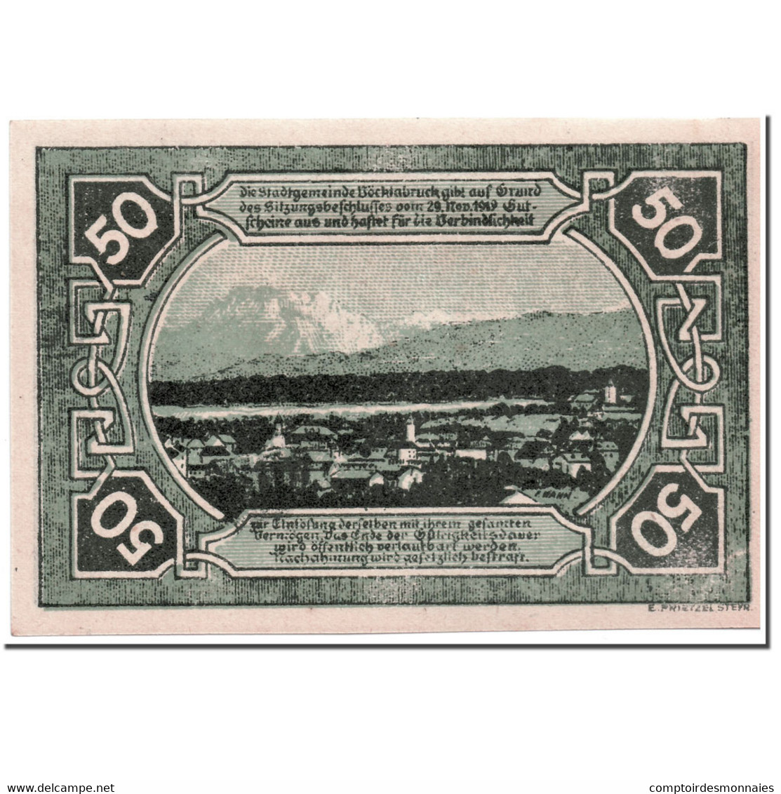 Billet, Autriche, Vocklabruck, 50 Heller, Paysage, 1920, 1920-03-17, SPL - Autriche