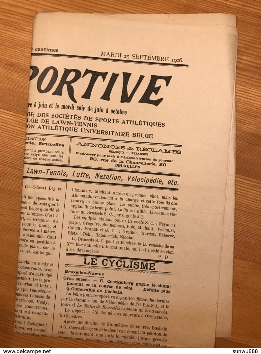 La Vie Sportive - Septembre 1906 (2 Feuillets, Bruxelles, Golf Cyclisme Publicité...) - Autres & Non Classés