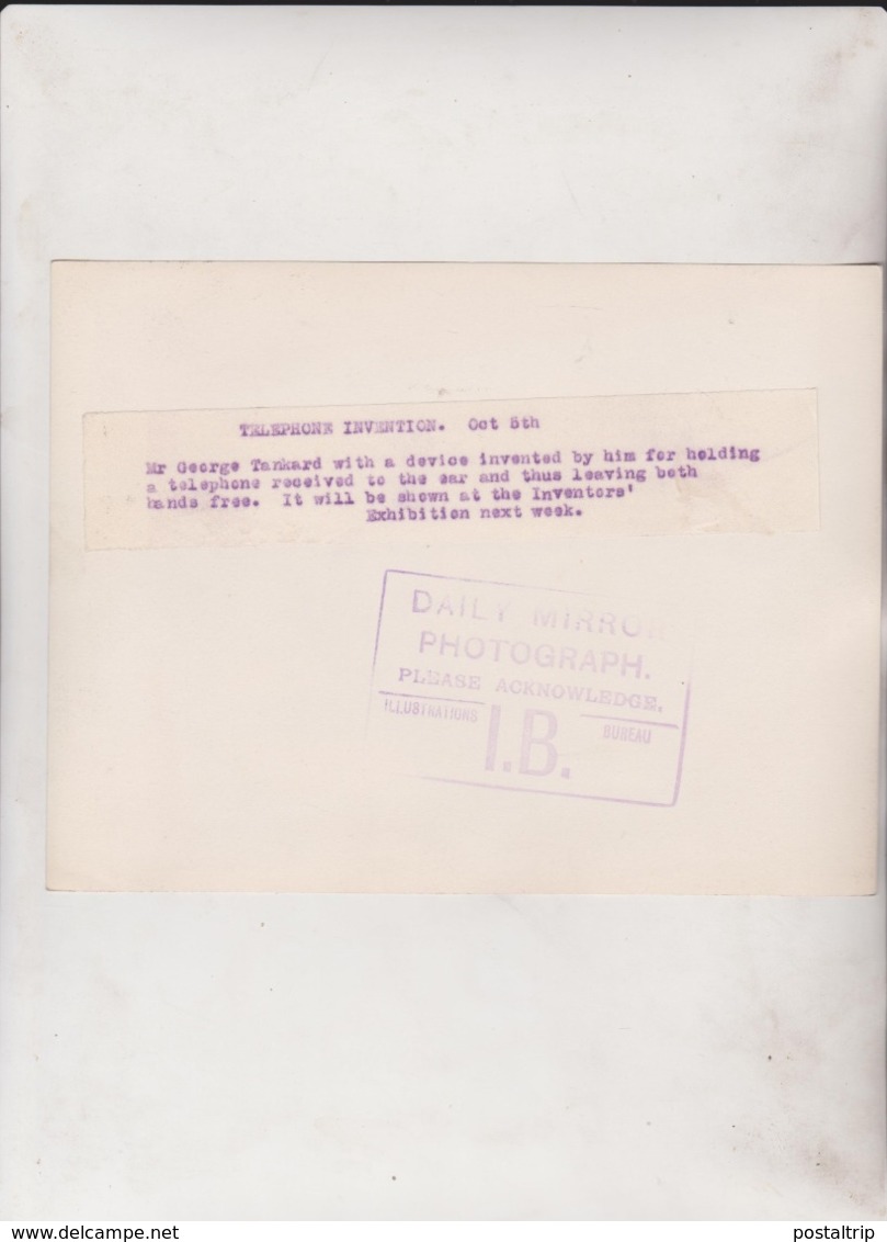 TELEPHONE INVENTION MR GEORGE TANKARD BOTH HANDS FREE INVENTORS EXHIBITION  20*15CM Fonds Victor FORBIN 1864-1947 - Profesiones