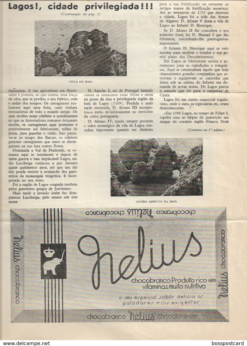 Lagos - Jornal Da Favorita De Novembro De 1954 - Chocolate E Biscoitos - Imprensa - Publicidade. Faro. - Küche & Wein