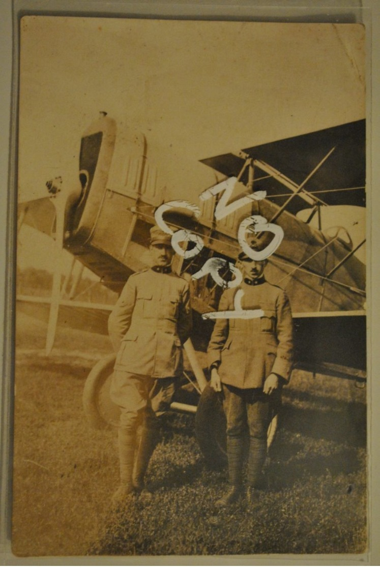 Militaria Carte Photo Aviateurs Militaires Et Avion Beau Plan Correspondance Soldat Francais A Soldat Italien - Guerre 1914-18