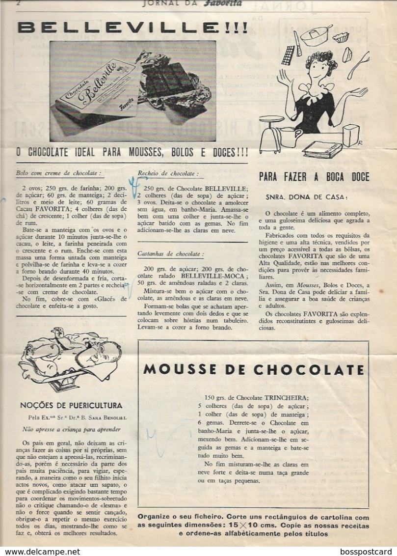 Tavira - Jornal Da Favorita De 1 De Fevereiro De 1955 - Chocolate E Biscoitos -  Imprensa - Publicidade. Faro. - Cuisine & Vins