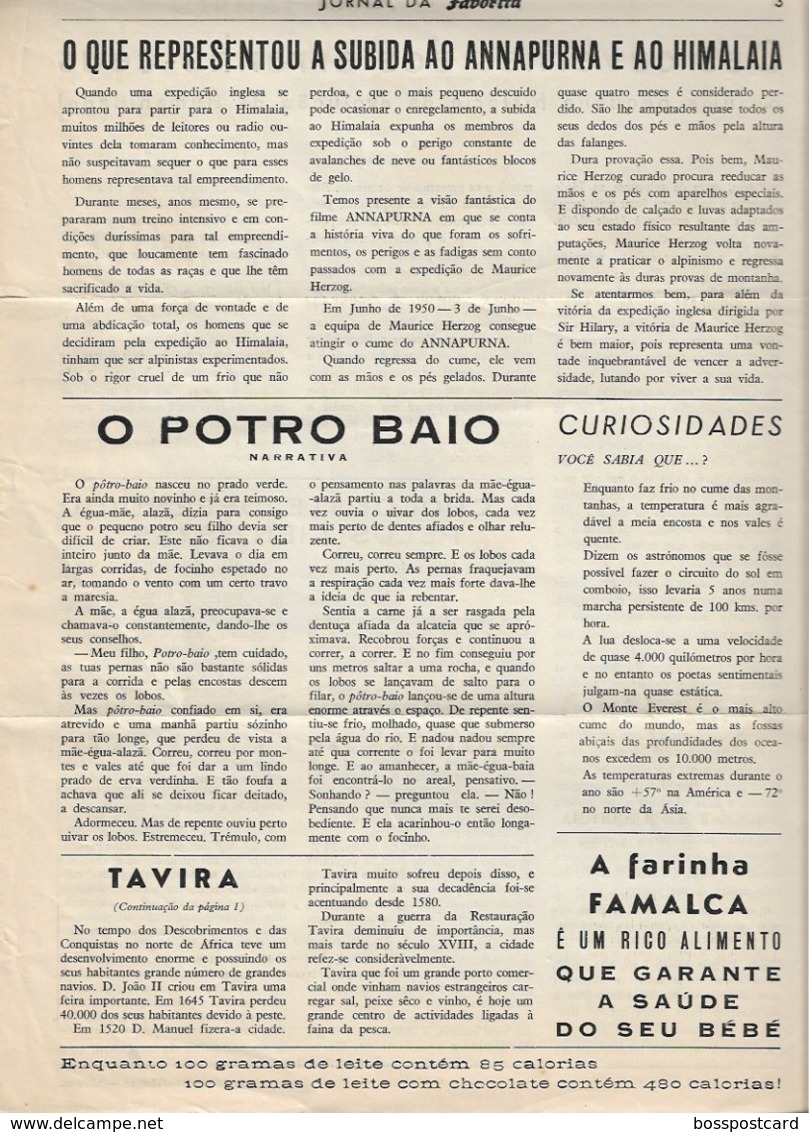 Tavira - Jornal Da Favorita De 1 De Fevereiro De 1955 - Chocolate E Biscoitos -  Imprensa - Publicidade. Faro. - Cuisine & Vins