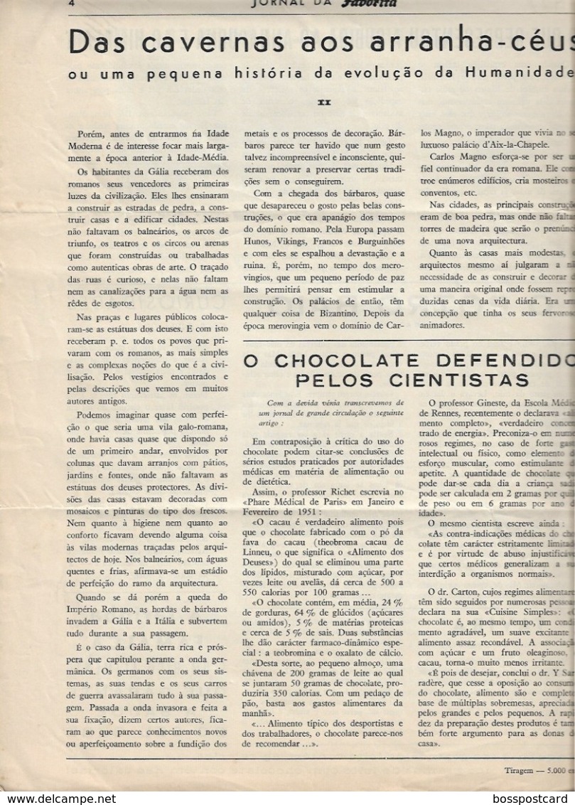 Tavira - Jornal Da Favorita De 1 De Fevereiro De 1955 - Chocolate E Biscoitos -  Imprensa - Publicidade. Faro. - Küche & Wein