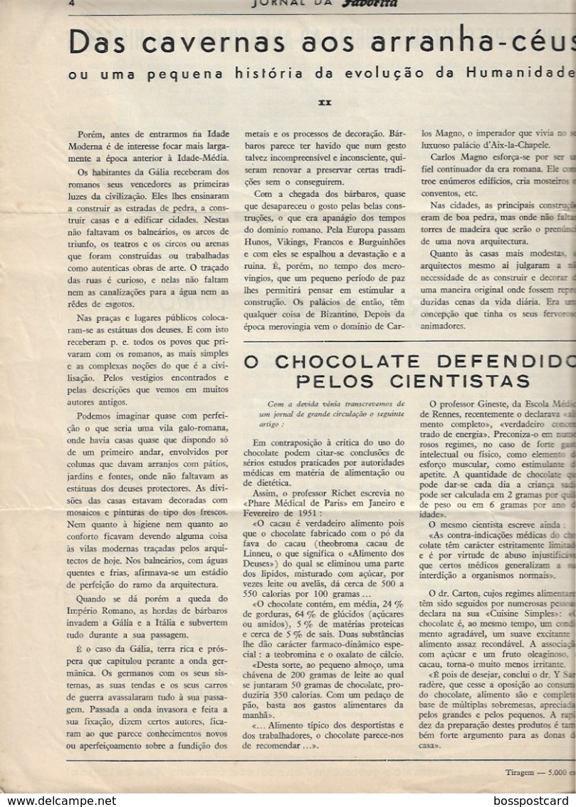 Tavira - Jornal Da Favorita De 1 De Fevereiro De 1955 - Chocolate E Biscoitos -  Imprensa - Publicidade. Faro. - Cuisine & Vins