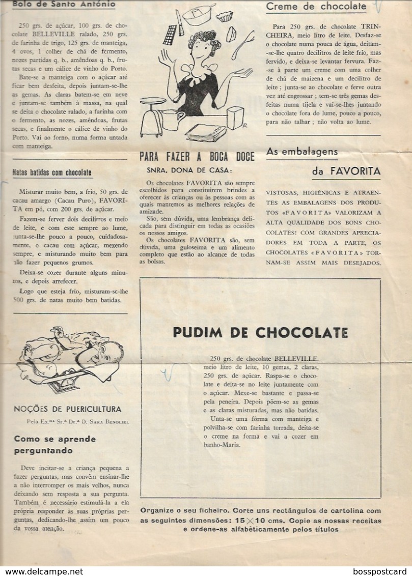 Amarante - Jornal Da Favorita De 1 De Dezembro De 1954 - Chocolate E Biscoitos -  Imprensa - Publicidade. Porto. - Küche & Wein