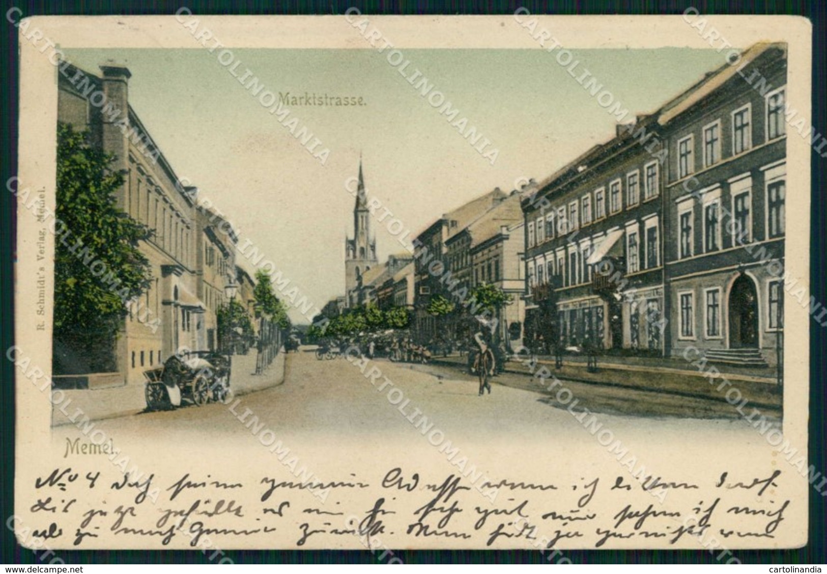 Lituania Memel Marktstrasse CREASED Cartolina KB6060 - Lithuania