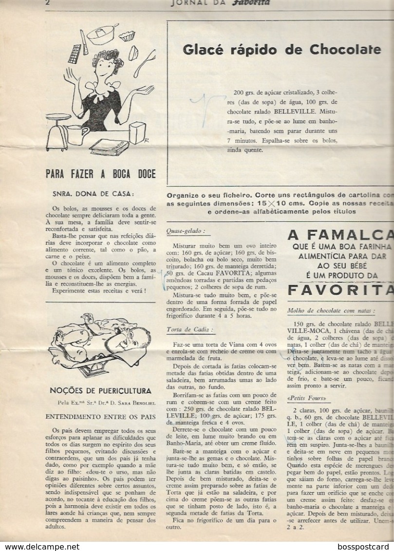 Abrantes - Jornal Da Favorita De 1 De Dezembro De 1954 - Chocolate E Biscoitos -  Imprensa - Publicidade. Santarém. - Cuisine & Vins
