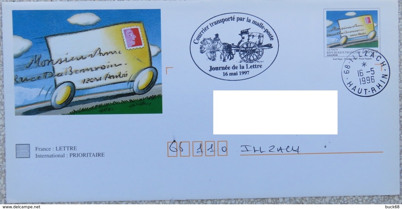 FRANCE 3060 3061 3062 3064 3065 FDC Courrier Transporté Par Malle-poste Journée De La Lettre 1997 [GR] - 1990-1999