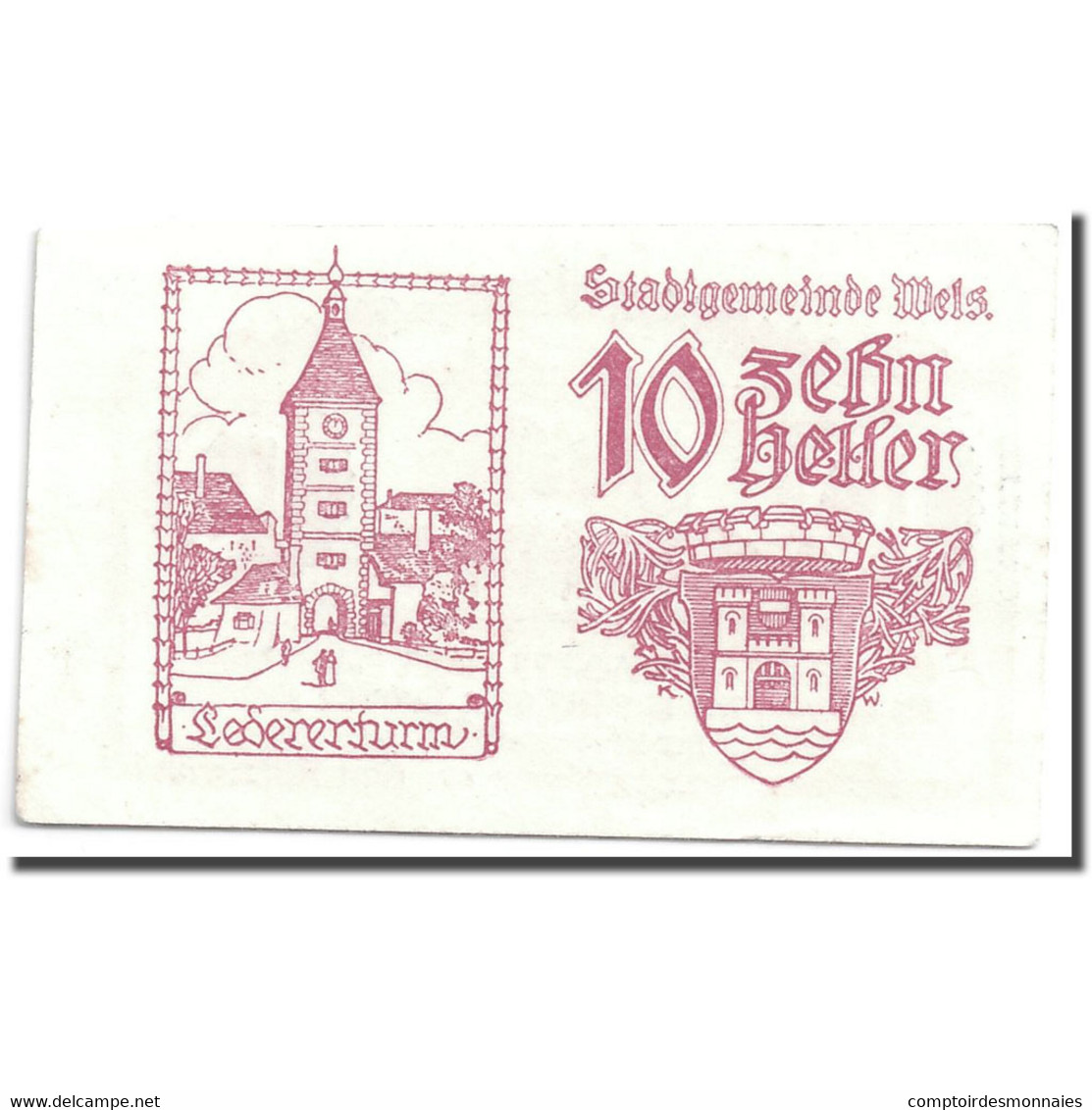 Billet, Autriche, Wels, 10 Heller, Chateau 1, 1920, 1920-06-30, SPL, Mehl:1167 I - Autriche