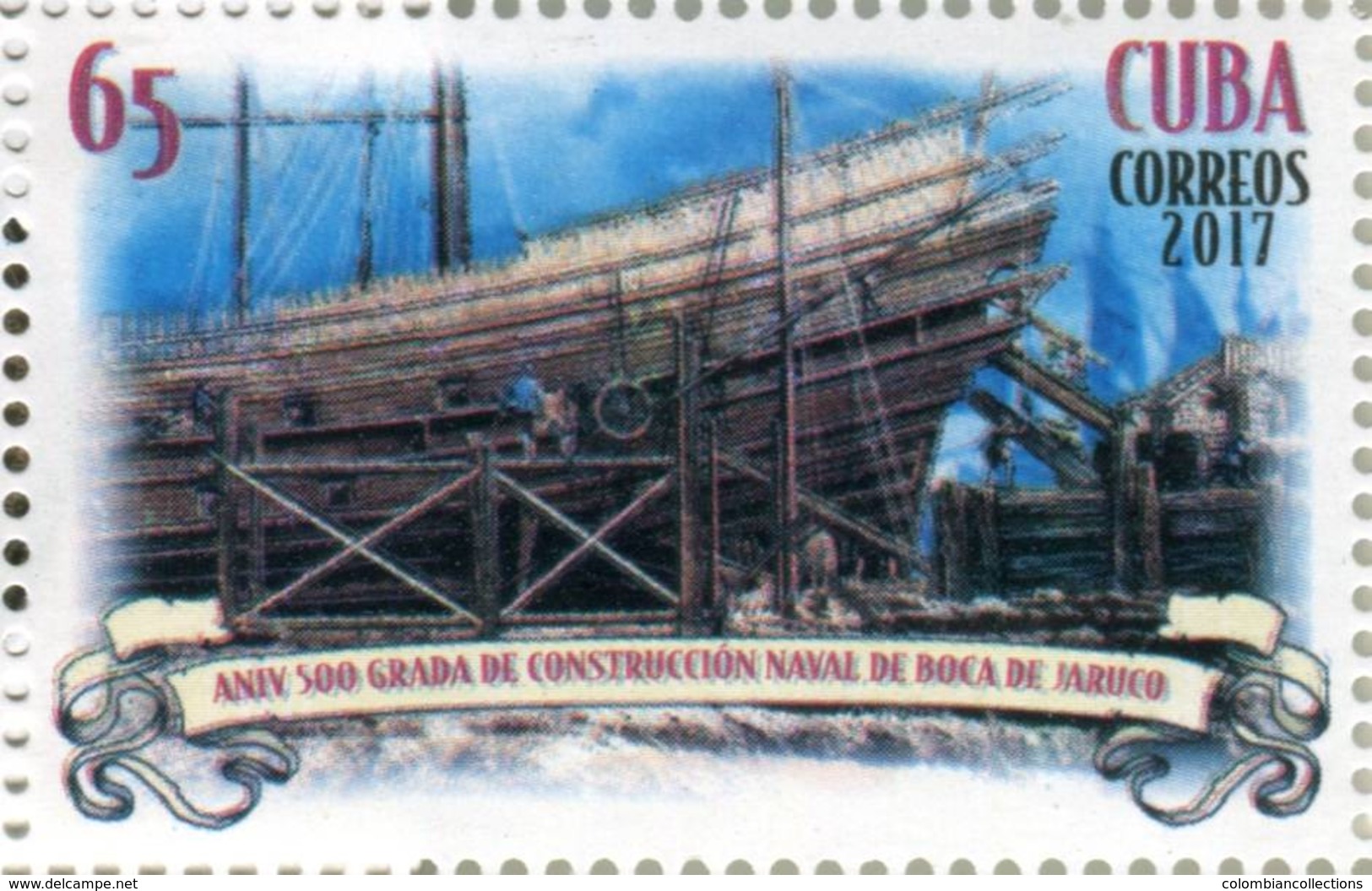 Lote CU2017-9, Cuba, 2017, Sello, Stamp, Aniv 500 De Construccion Naval De Boca De Jaruco, Boat, Shipbuilding - Otros & Sin Clasificación