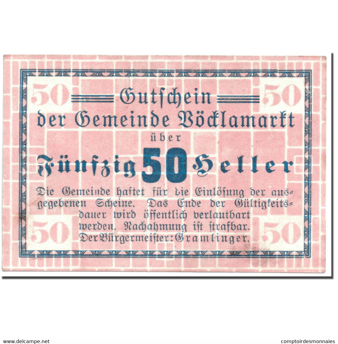 Billet, Autriche, Vöcklamarkt, 50 Heller, Graphique, SPL, Mehl:1117Ia - Autriche